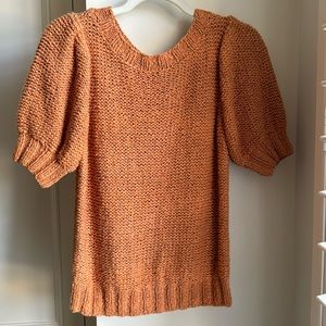 Ann Mashburn Woven Orange Sweater Top